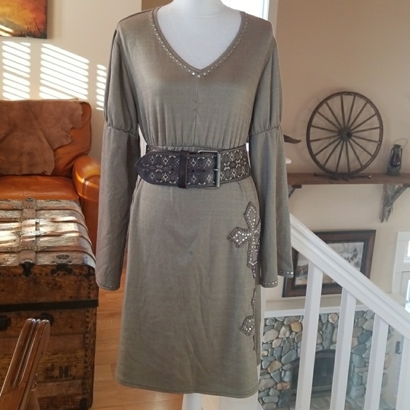 Double D Ranch Dresses & Skirts - Double D Ranch Studded Cross Long Sleeve Dress